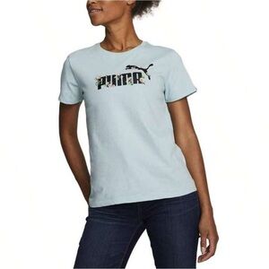 Puma Women's Rose Garden Cotton Graphic T-Shirt Turqueise Surf New